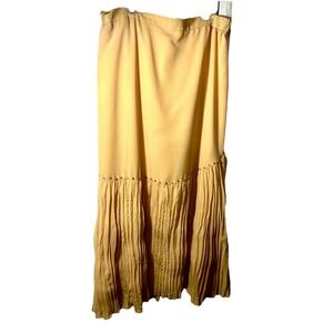 Tally Taylor Skirt Flowing Butter Yellow Crinkled Lower Rhinestones 22W fairy